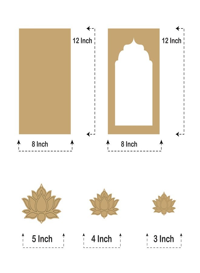 LET'S DIY مجموعة نوافذ خشبية من خشب MDF مكونة من قطعتين - تصميم محفور على شكل زهرة اللوتس، قاعدة مربعة، مثالية للأعمال اليدوية، ديكور المنزل، والمشاريع الفنية. - Image 2